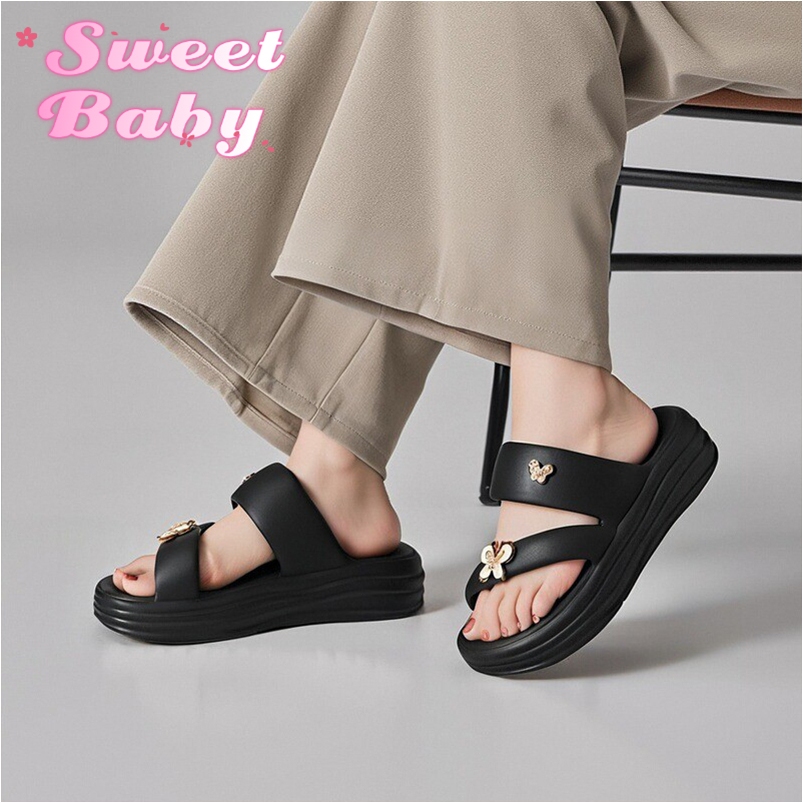 Sweet 【COD】Manis 2025 pola bunga sandal wanita karet bunga sandal wanita sandal wanita
