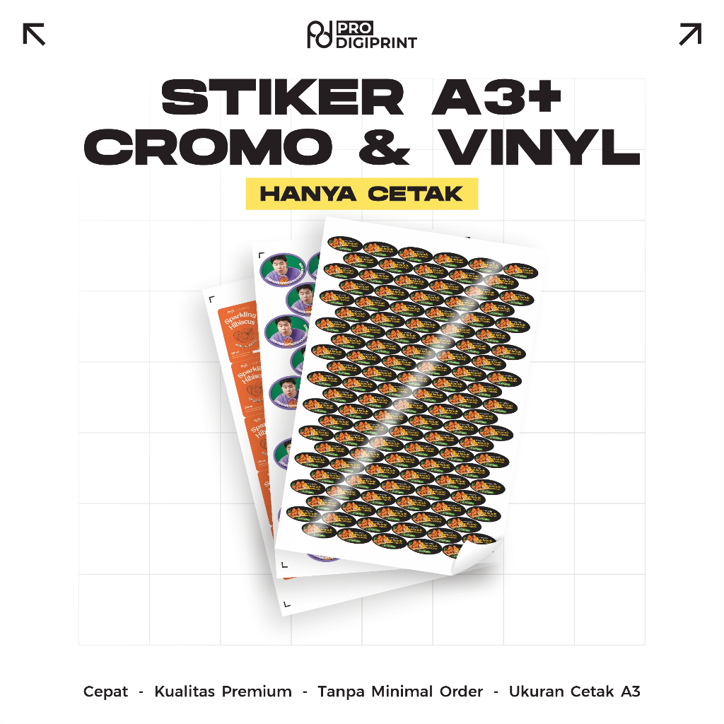 

Cetak Sticker Vinyl & Cromo A3+ / Sticker Custom - Hanya Cetak !