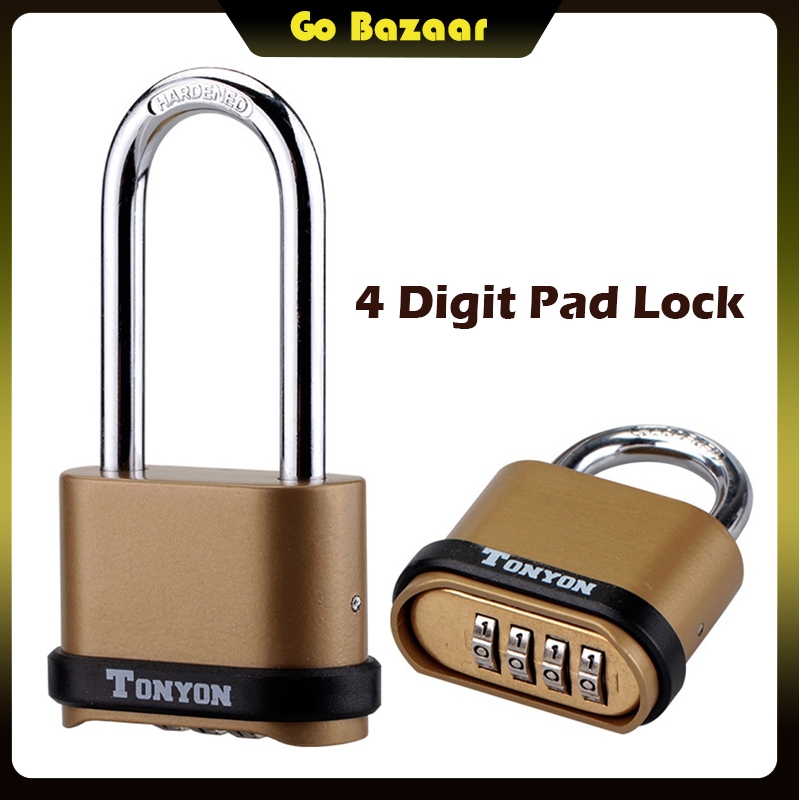Gembok Padlock Kode Angka Kombinasi 4 Digit Anti Air Gembok Padlock Kunci untuk Pagar Rumah Anti Mal