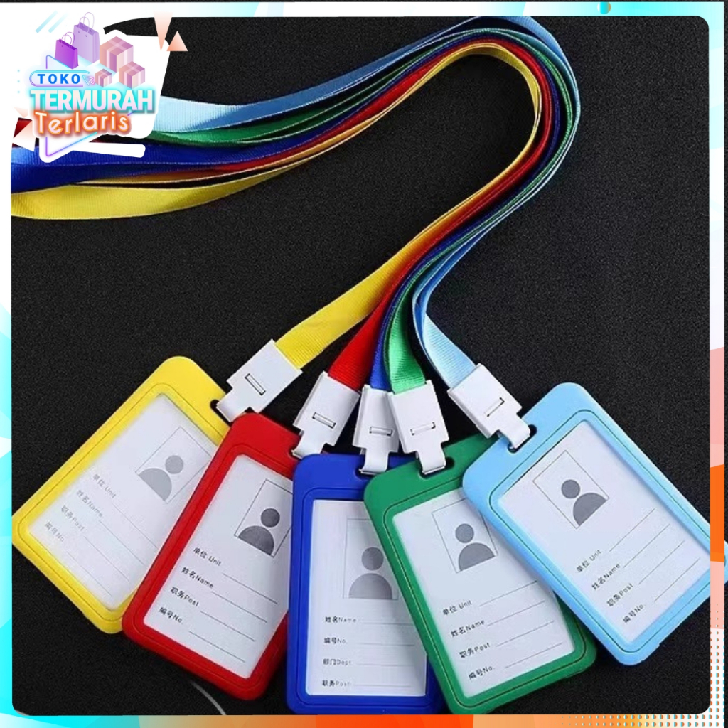 

TTT Name Tag Id Card Transparant Gantungan Kartu Nama Plastik Vertical Lanyard Potrait Motif Polos Warna Warni Tanda Pengenal Bening Horizontal