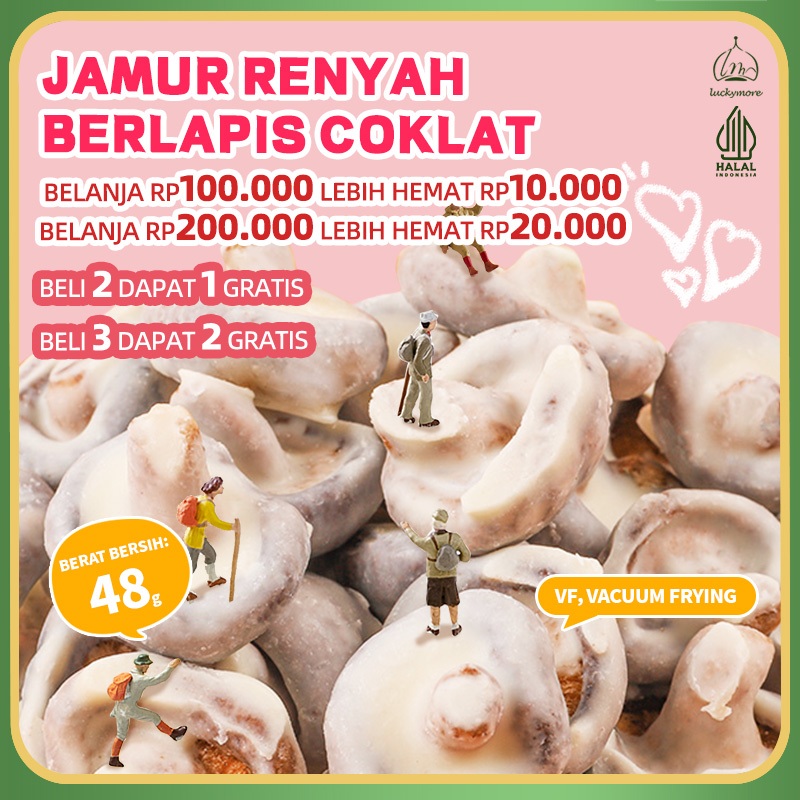 

【Luckymore】HALAL Jamur Renyah Berlapis Coklat 48g- Coklat Lapisan Jamur Crispy, Perpaduan Manis dan Asin, Camilan Sehat | Coklat Jamur, Jamur Crispy, Camilan Manis Asin, Camilan Sehat, Tanpa Pengawet. lapisan cokelat yogurt