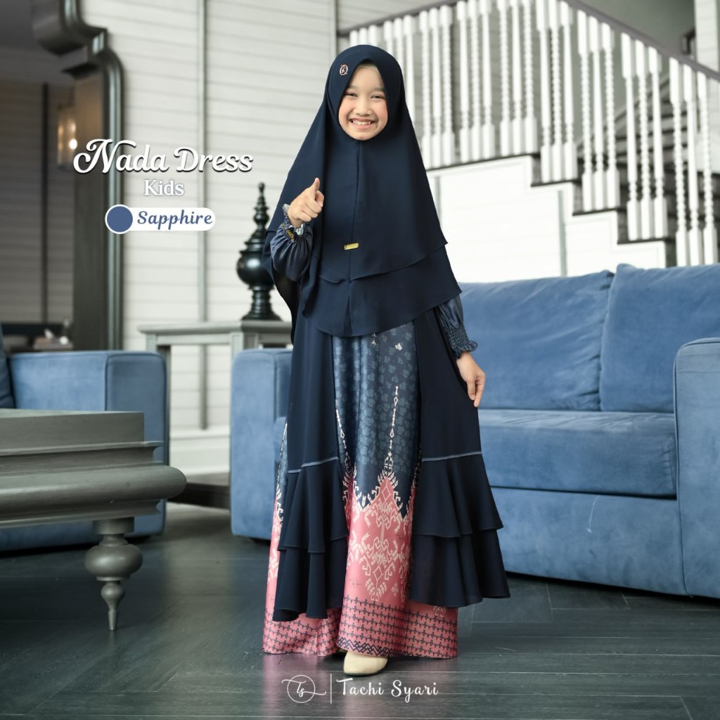 Tachi Syari Nada Dress Gamis Anak Fashionable Simple Elegan Kekinian