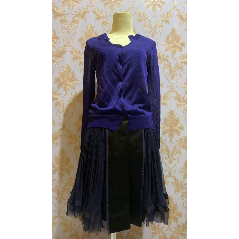 SACAI - Pleated Dress Mix Knit Cardigan Size 2