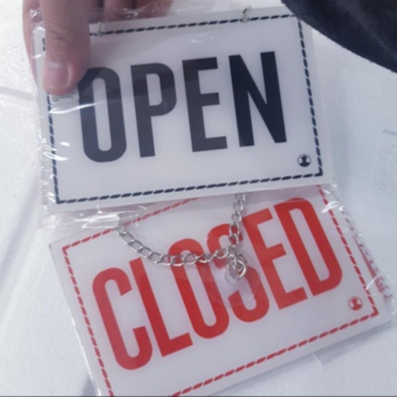 

Label Tulisan/Papan Gantungan Tulisan Open dan Closed /Bolak-Balik