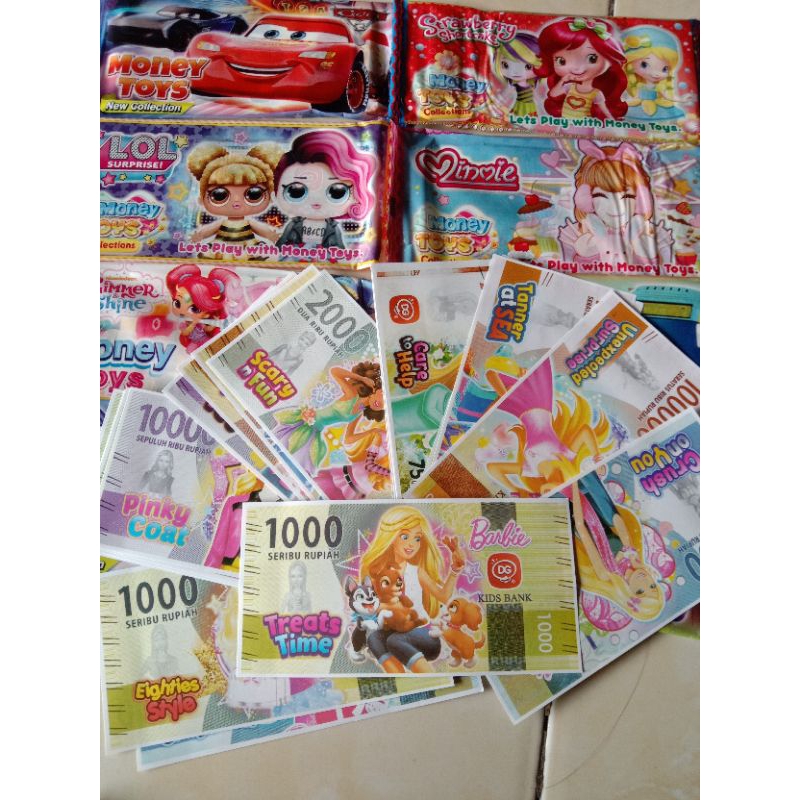 Uang mainan anak karakter 20 lembar/uang mainan bergambar/money toys