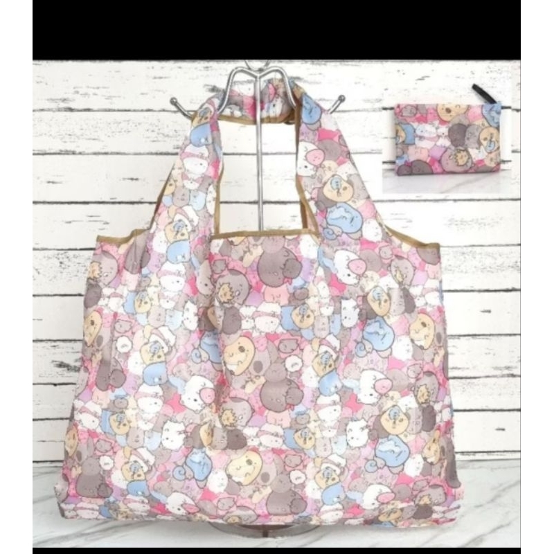 Tote bag motif animal lucu tas lipat wanita motif cute animal shopping bag wanita lucu