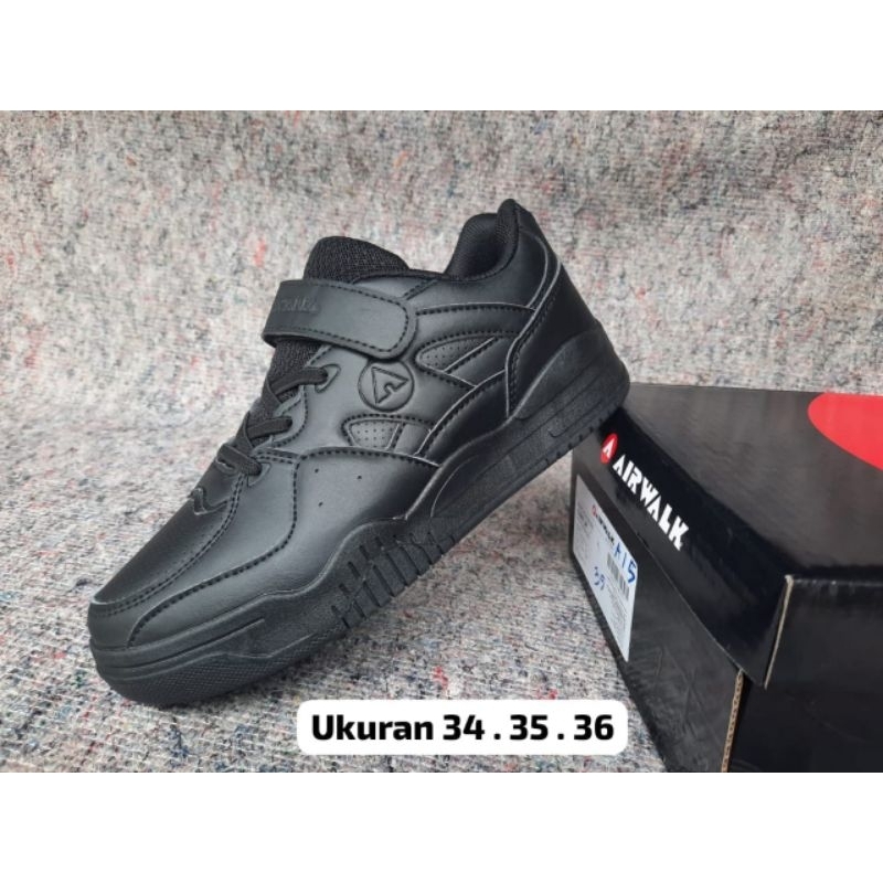 sepatu sekolah anak SD Reebok kids original full black hitam polos