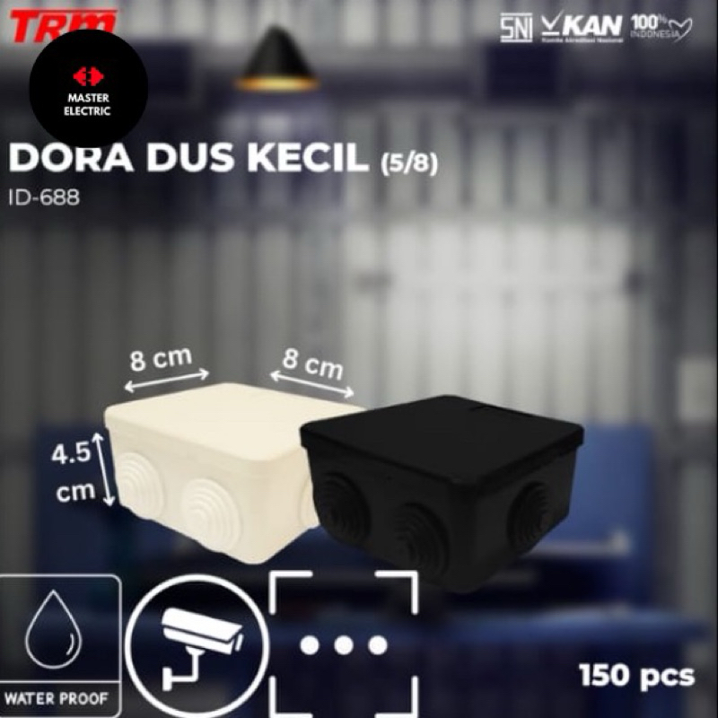DORADUS DURADUS JUNCTION BOX CCTV HITAM PUTIH KECIL 5/8" BESAR 3/4" JUMBO LUBANG NON LUBANG TAHAN AI