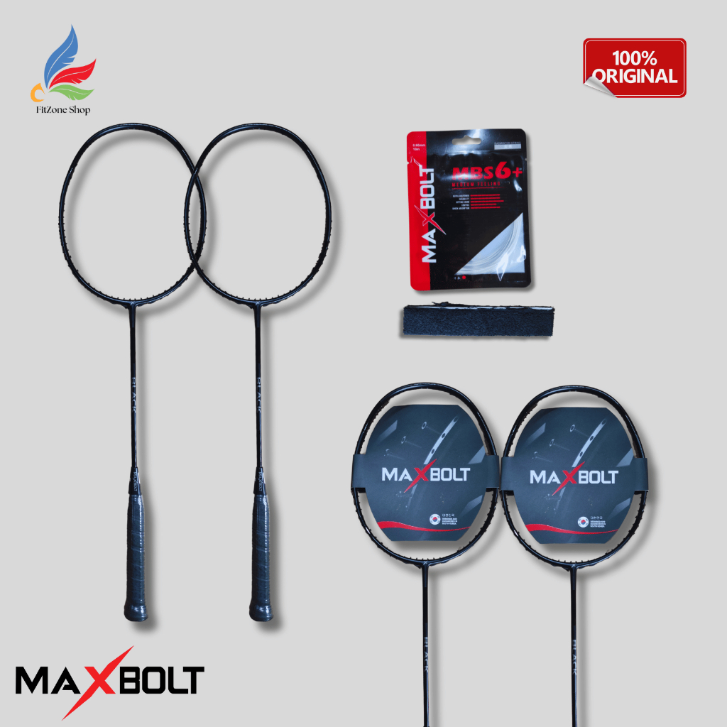 Raket Badminton Maxbolt Black 35 Lbs Max Original