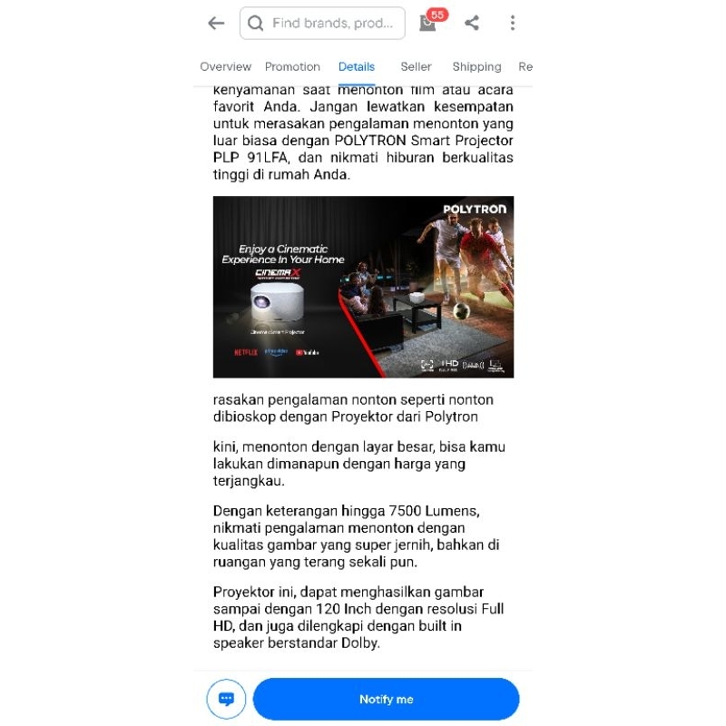 polytron smart projector (bekas) fb