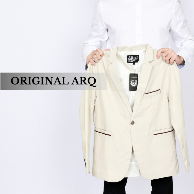 Jas Casual Cowo Slim fit Warna Cream Variasi Terbaru Bahan Tebal Halus