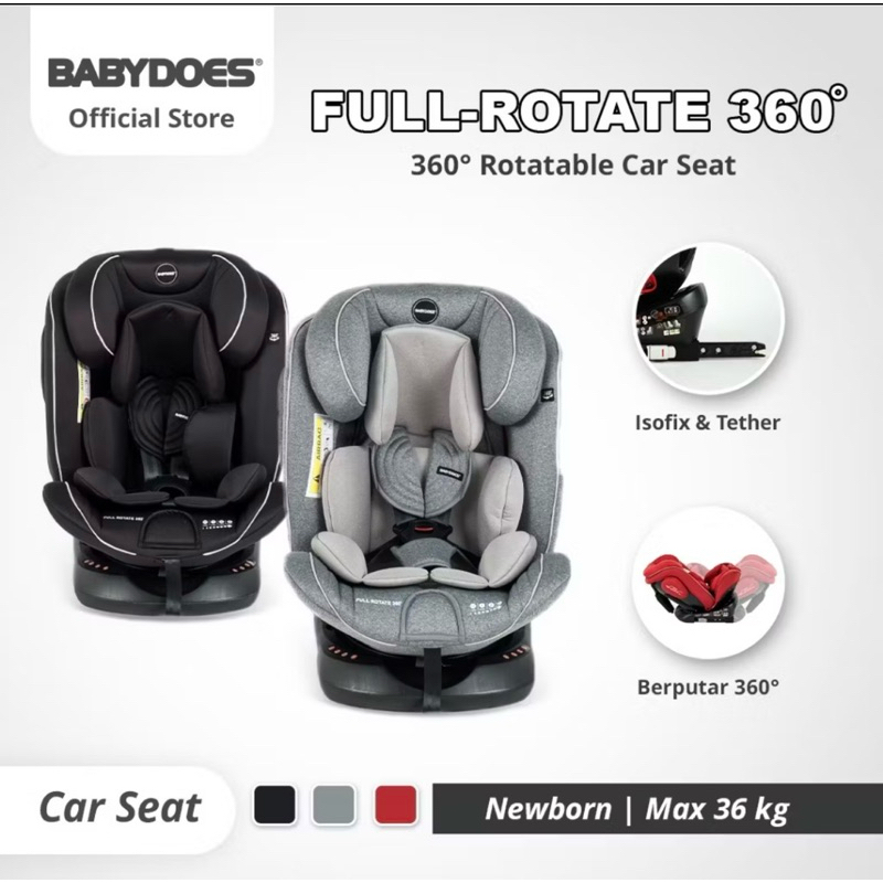 PRELOVED BABYDOES 360 FULL ROTATE CAR SEAT