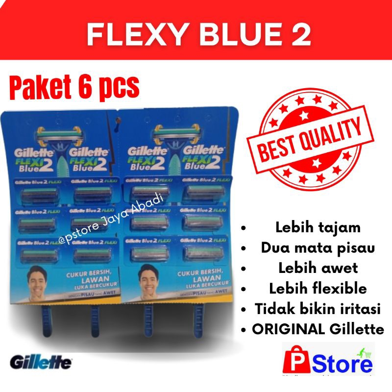 Gillette flexy blue 2 original | pisau cukur kumis dan jenggot murah | Gillette flexy blue 2 origina