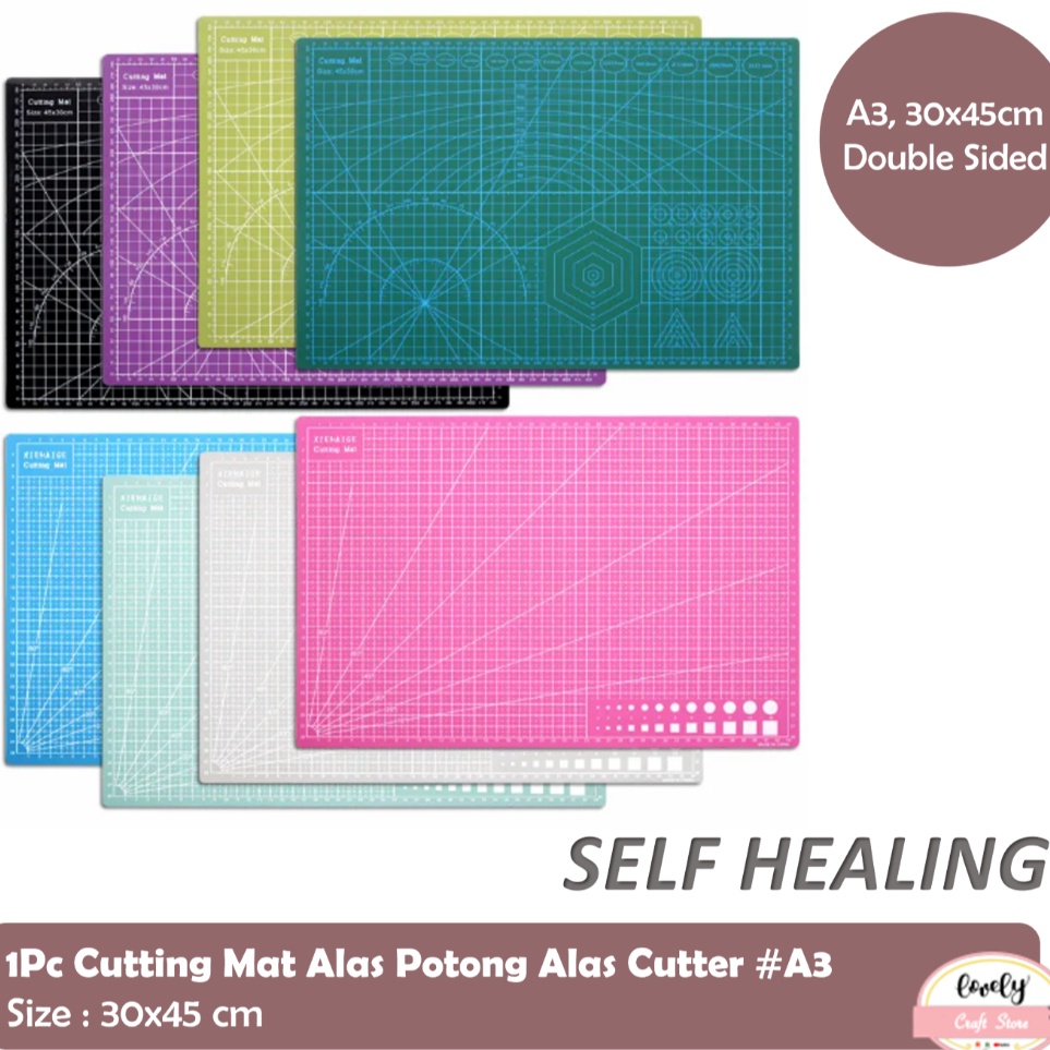 

LovelyCraftStore PVC Cutting Mat A3 uk 3x45cm bolak balik tebal 3mm self healed