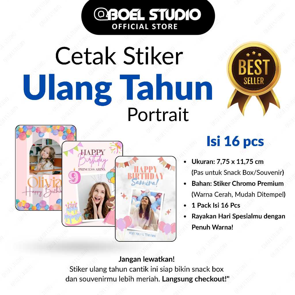 

(16 pcs) CETAK STIKER ULANG TAHUN PORTRAIT