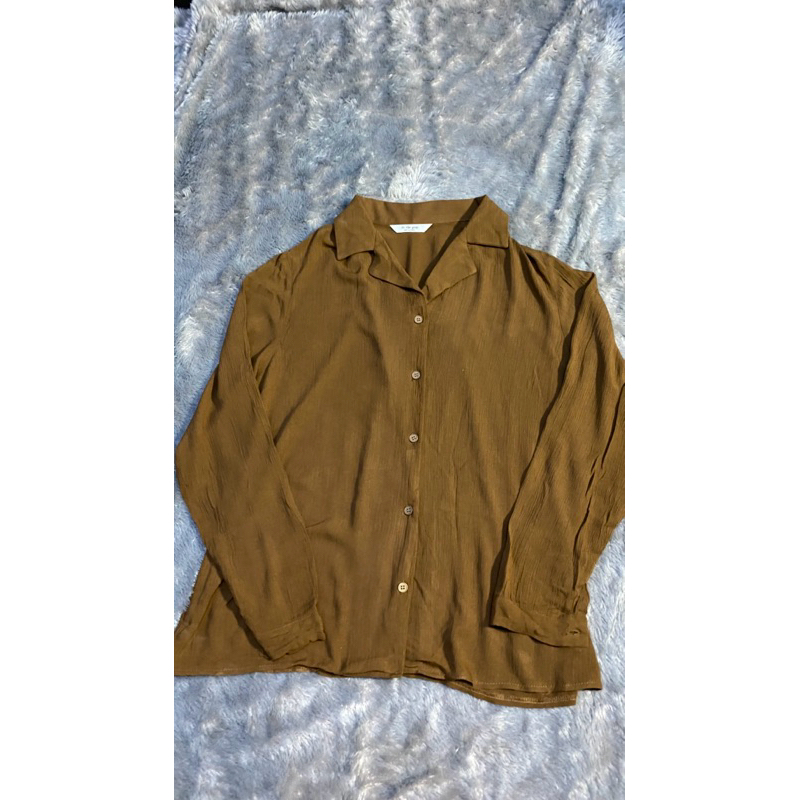 Preloved Blouse Coklat Linen