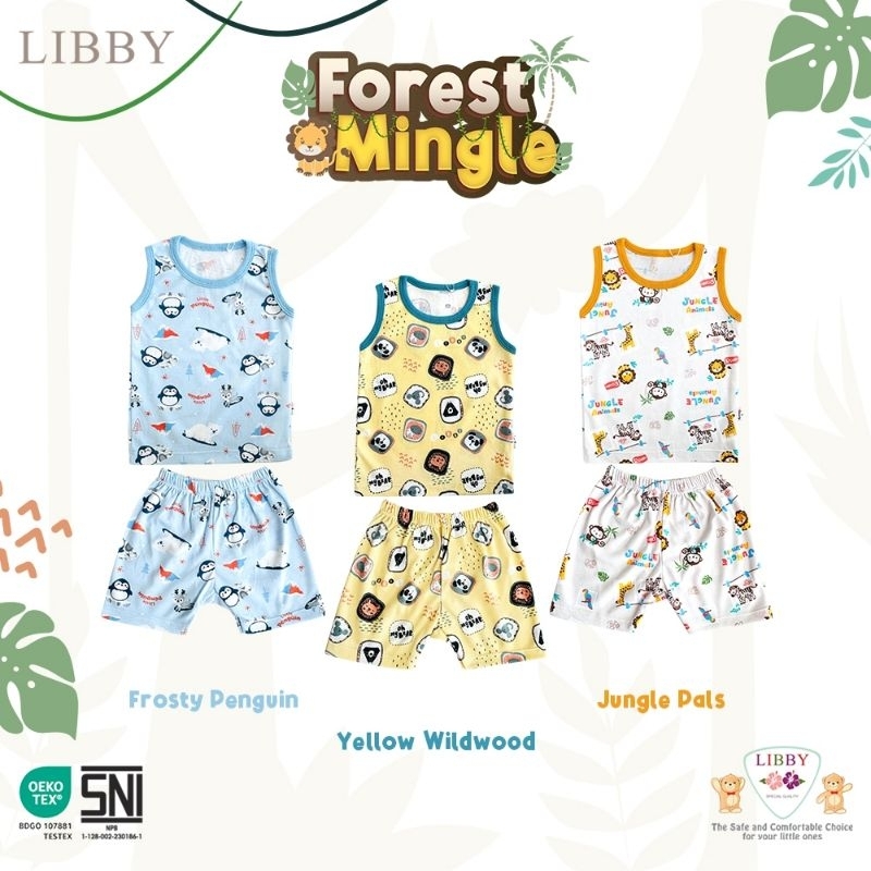 LIBBY-3pcs Setelan oblong Bayi lengan kutung Libby size 0-24 bulan-Setelan anak cewek dan cowok