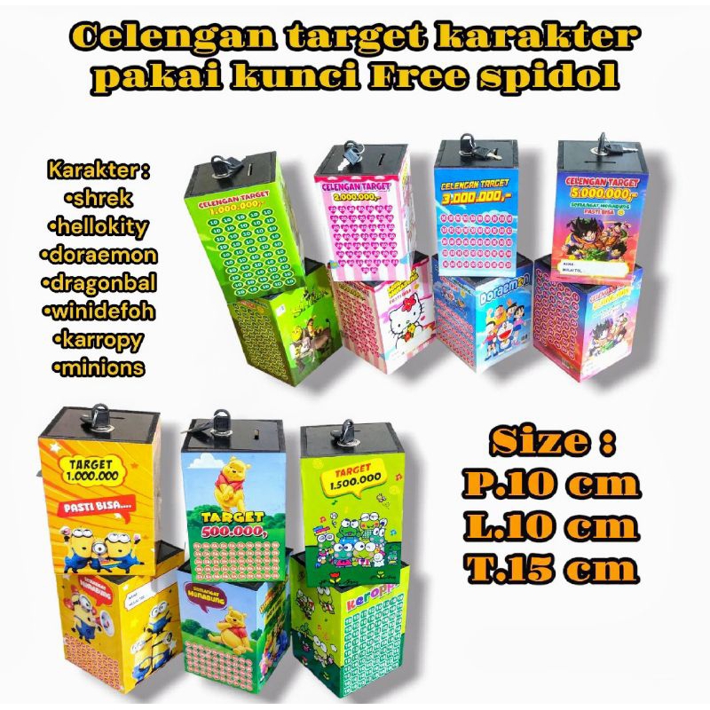 Celengan Target Dengan Kunci Gembok ukuran Jumbo 10 x 15 cm Celengan Target kunci