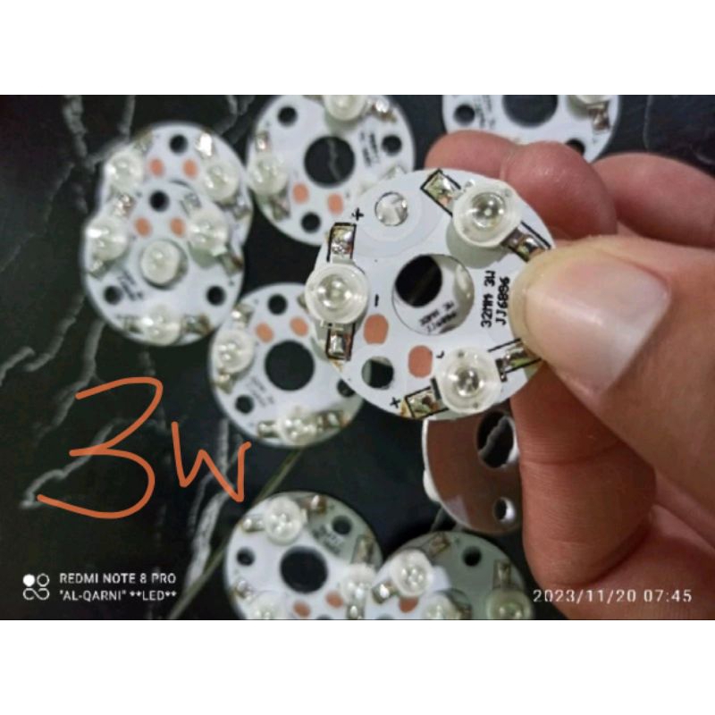 LED hpl bulat seri 3 titik 32mm real pick 1watt 3watt 5watt putih merah hijau biru kuning fullspectr