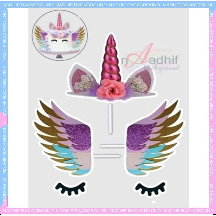Topper Karakter SAYAP PERI SAYAP UNICORN Harga Grosir Decorasi Cake Happy Birthday Topper Hiasan Kue