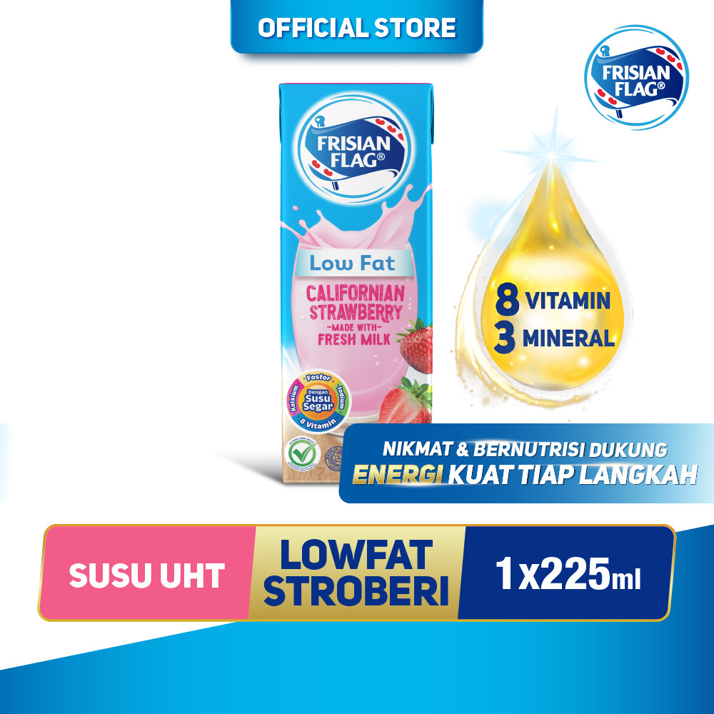 

FRISIAN FLAG SUSU CAIR LOW FAT STRAWBERRY TPK 225mL