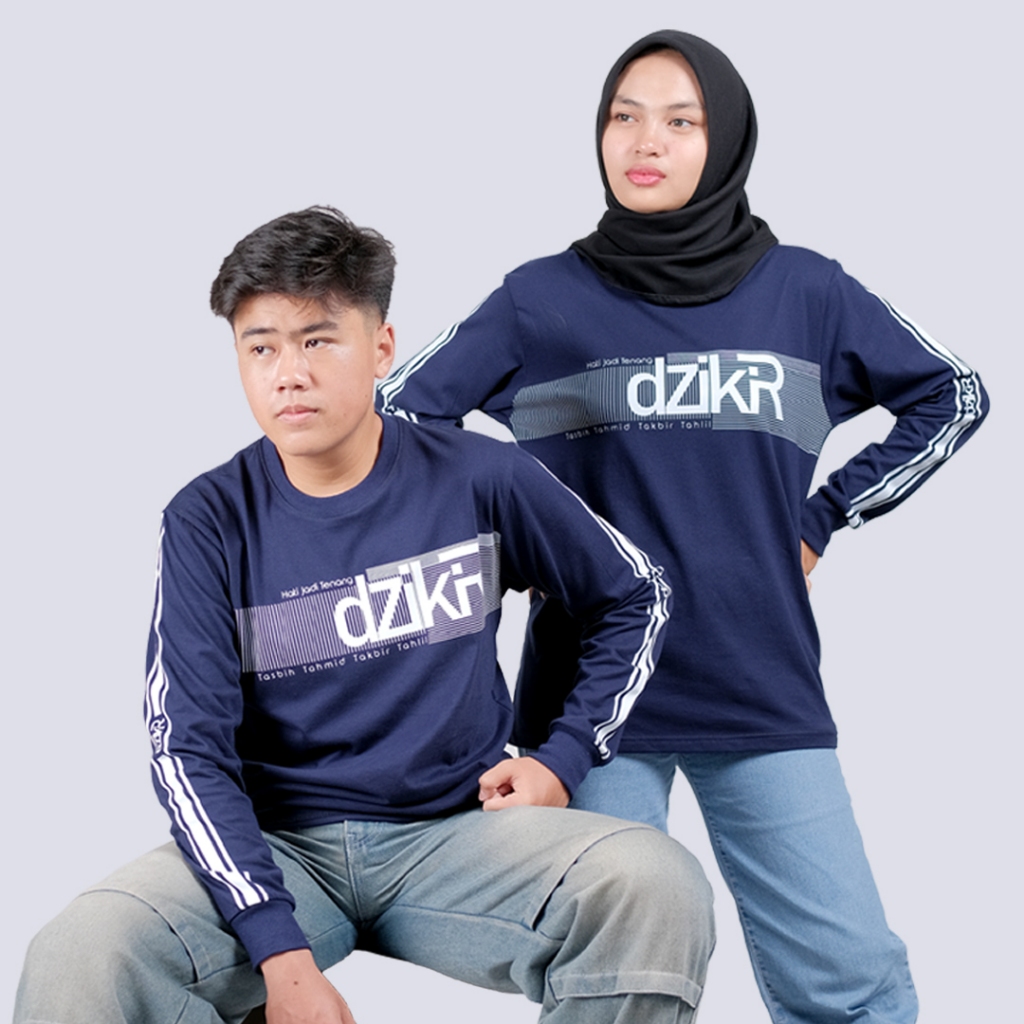 Alzara Baju Kaos Dakwah Islami Pria Wanita Unisex Dewasa Lengan Panjang Original Katun DZIKR 03