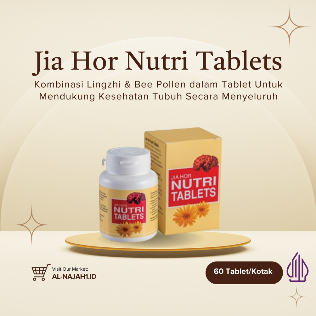 Jia Hor Nutri-Health Tablets 60 Tablet/Kotak– Kombinasi Lingzhi & Bee Pollen dalam Tablet Segitiga P