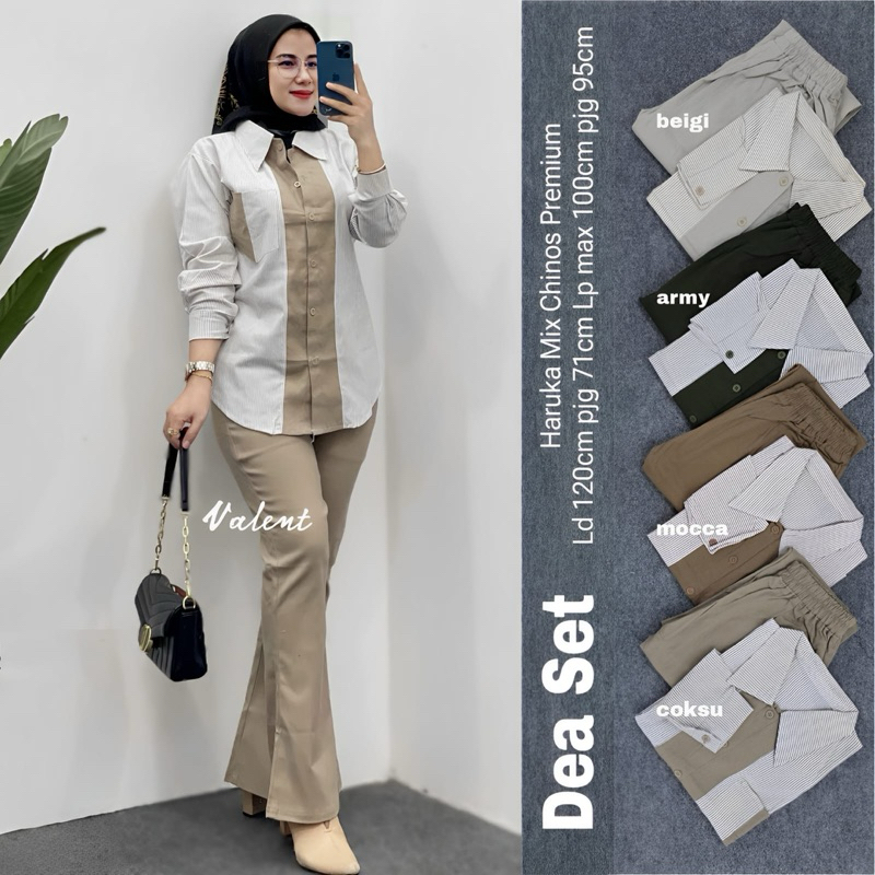 DEA SET CELANA BAJU KEMEJA MOTIF KOTAK WANITA KEKINIAN by VALENT