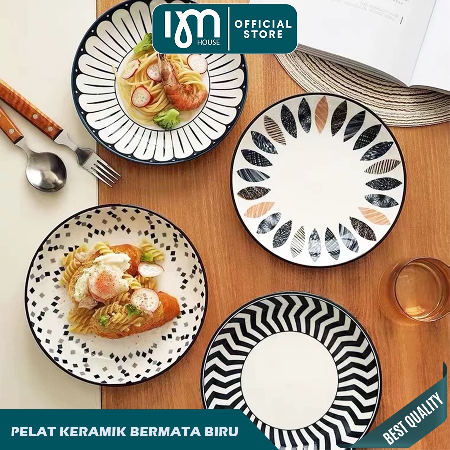 INMINDHOUSE Piring Keramik Blue White Classic Japanese Elegan/Tempat Makan Aesthetic