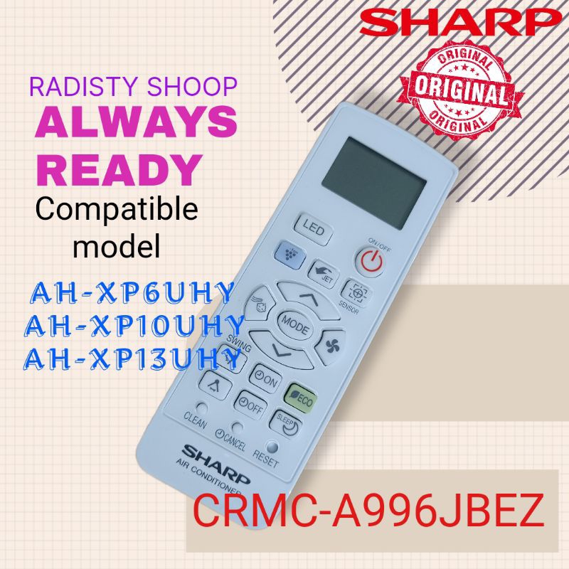 Remot AC SHARP CRMC-A996JBEZ original untuk model AH-XP6/10/13UHY