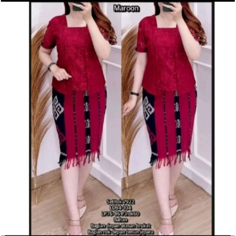 SETELAN ROK TENUN BRUKAT KUTU BARU,BAJU GEREJA