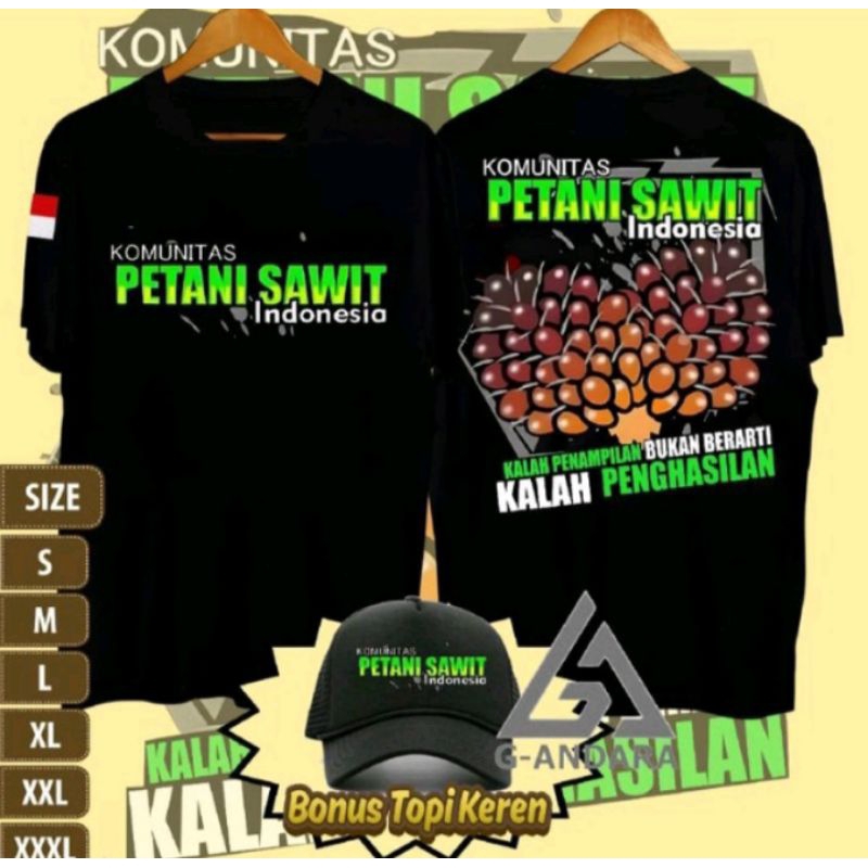 KAOS KOMUNITAS PETANI SAWIT INDONESIA BONUS TOPI MOTIF BIJI SAWIT