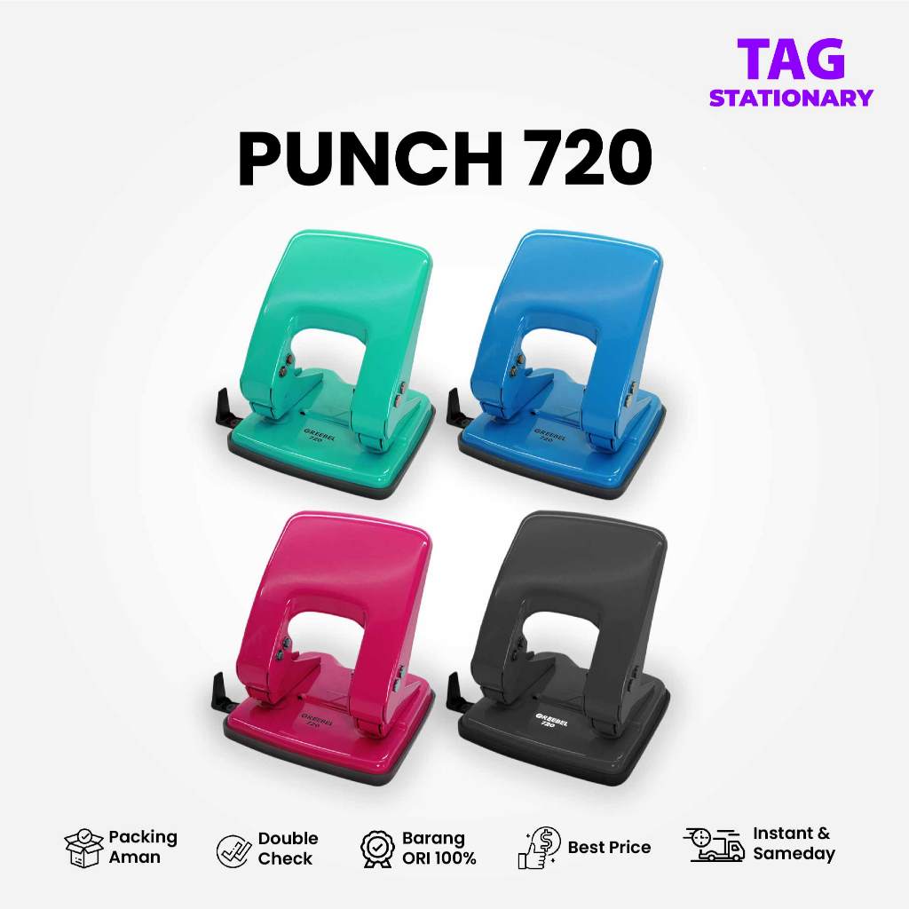 

GREEBEL Pembolong Kertas / Paper Punch 720 (PCS) / Pelubang Kertas / Timur Agung Grosir