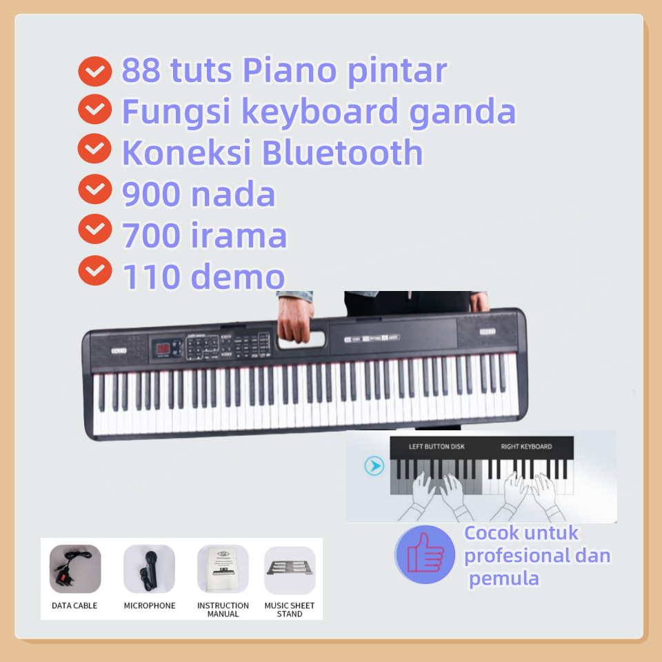 PIANO MIDI KONEKSI BLUETOOTH 88 TUTU/PIANO 61KEYS PIANO ELEKTRONIK PEMULA PIANO MAINAN ANAK-ANAK SMA