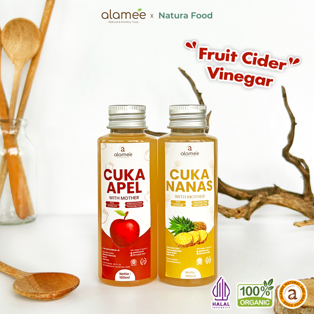 

alamee cuka murni 100 ml premium tanpa bahan tambahan lain cuka apel cuka nanas organik