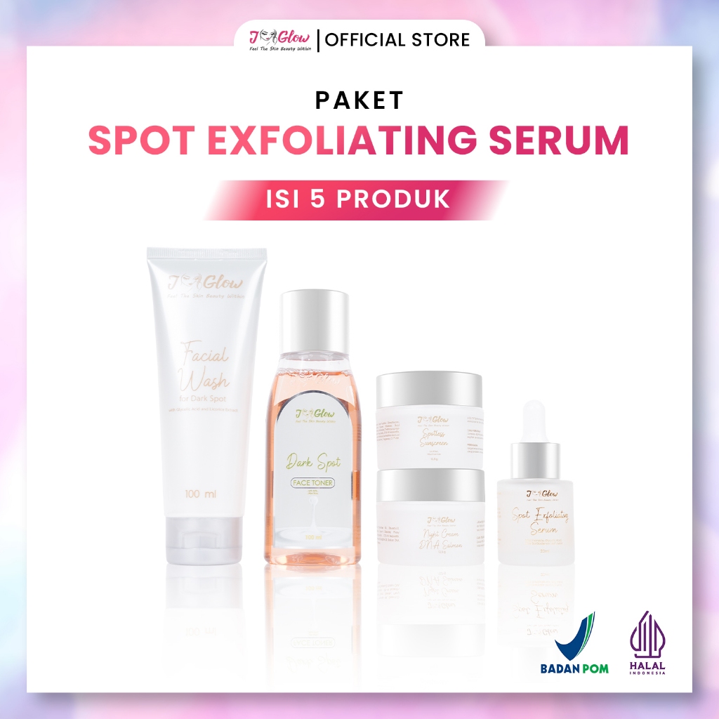 JGLOW Paket Spot Exfoliating Serum Skincare yang Membantu mencerahkan flek hitam pada wajah