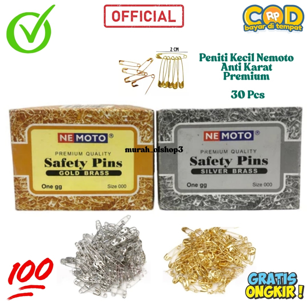 Peniti Kecil Warna Silver Gold - Peniti Tebal Kualitas Premium - Safety Pins - Peniti Hijab Jilbab 3