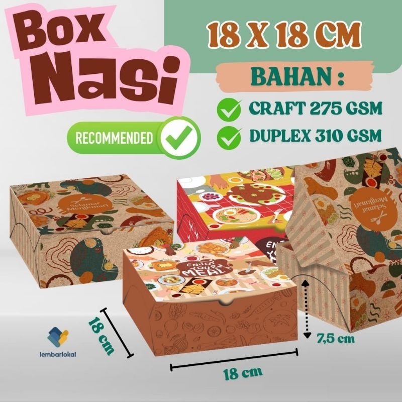 

Dus Nasi Motif (18 X 18 cm) | Kotak Nasi Kekinian | Box Makanan | Dus Nasi Catering | Besek Kotak Nasi