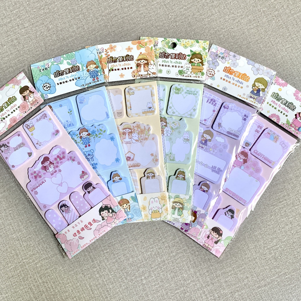 

Sticker Note Cute Girl | Sticky Note Post It isi 7 Kotak Note | 140 Lembar