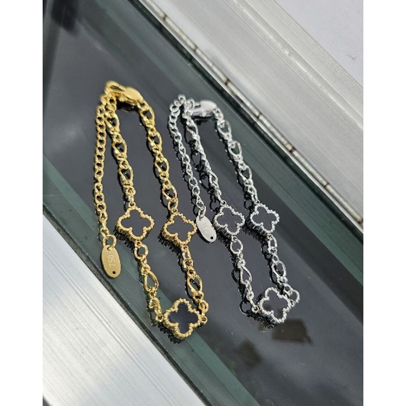 gelang titanium, gelang clover ,gelang dewasa ,gelang pengait seperti emas