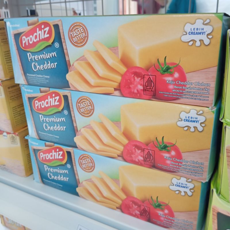

Prochiz Cheddar Cheese 2kg Keju Block Balok Premium Topping Kue Cake Roti Brownies Bolu Dessert