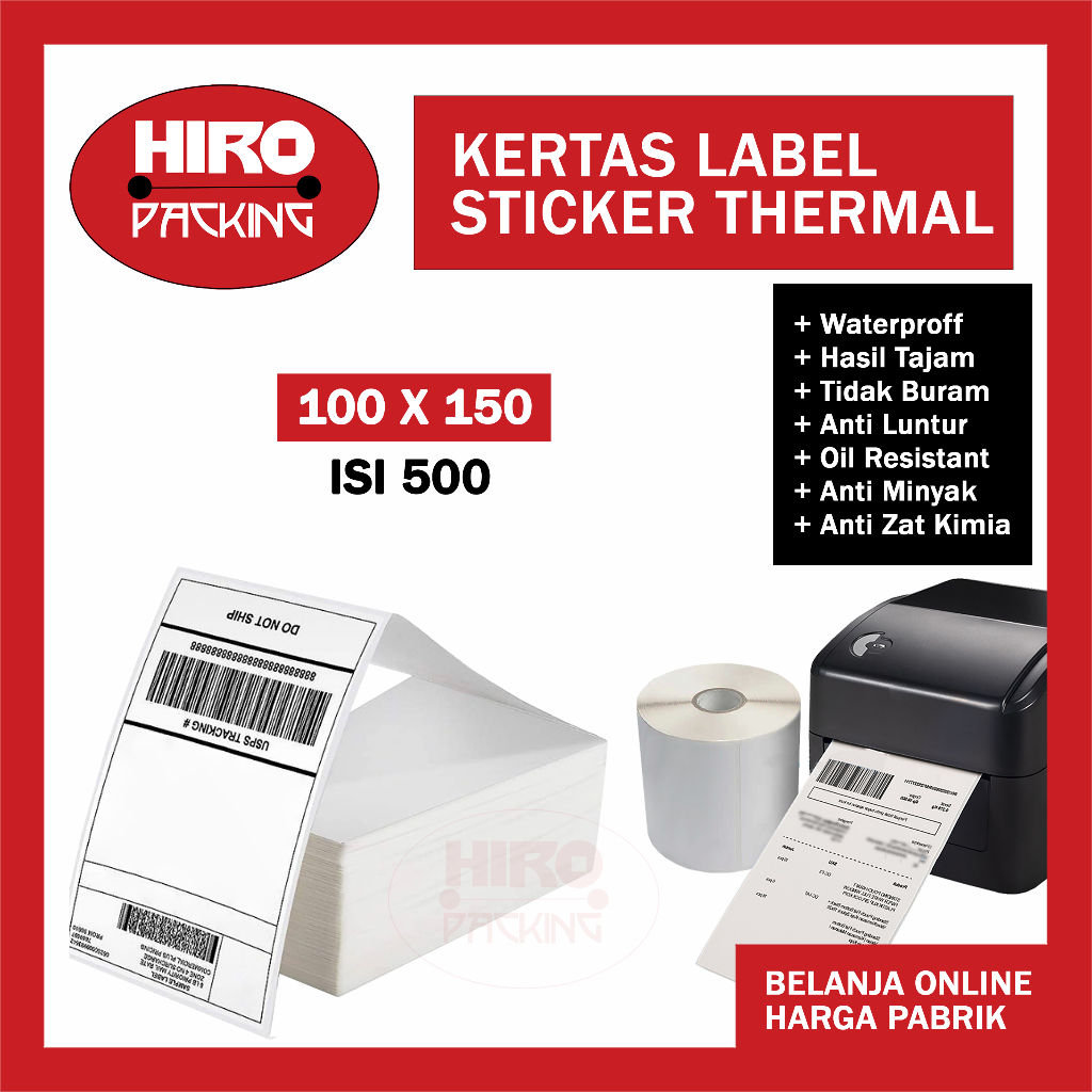 

Label Sticker Thermal Lipat 100x150 isi 500 Kertas Printer Resi Pengiriman