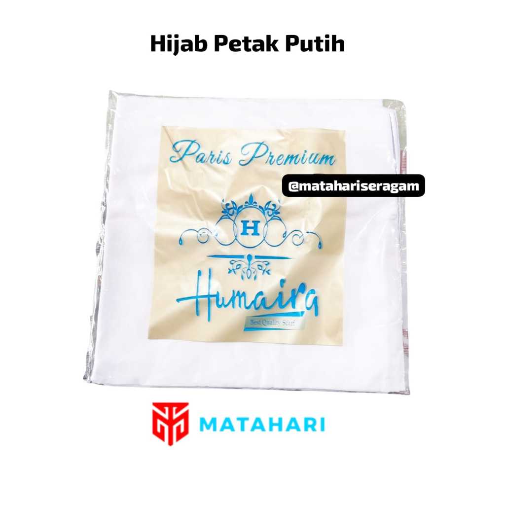 Matahari Seragam / Hijab Segi Empat Humaira / Hijab Putih / Hijab Sekolah / Hijab Pramuka