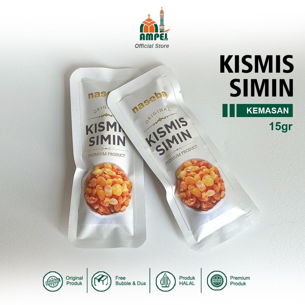 

Naseba Kismis Simin Premium Product Kemasan 15gr Cocok Untuk Oleh-Oleh Haji & Umrah