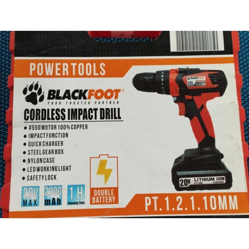 IMPACT CORDLESS DRILL BLACKFOOT 20V bot Baterai 20V