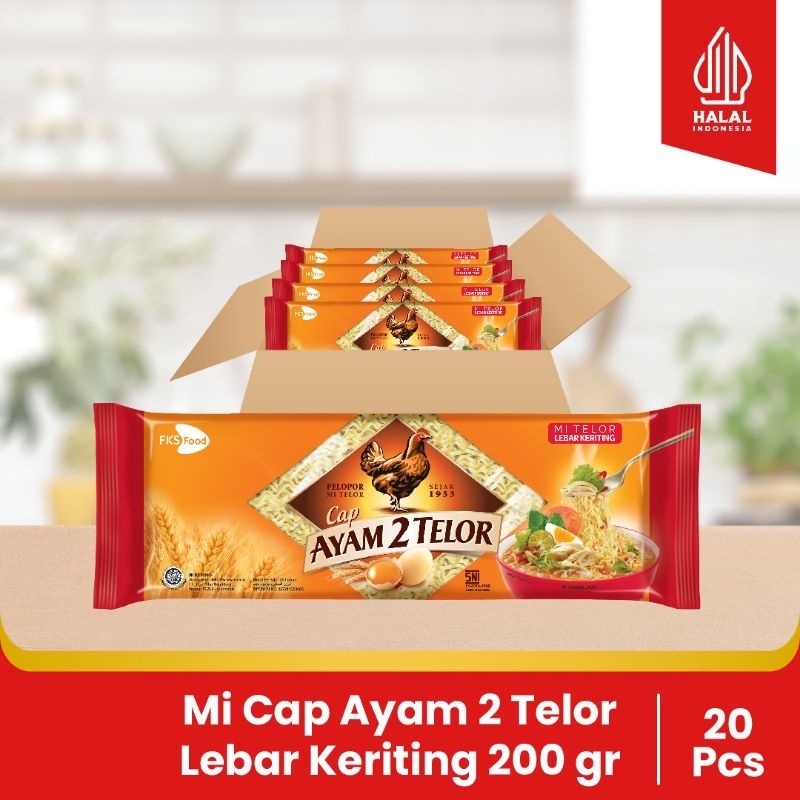 

Mie cap ayam 2 telur-Lebar keriting -1 karton- 20 pcs 200 gram