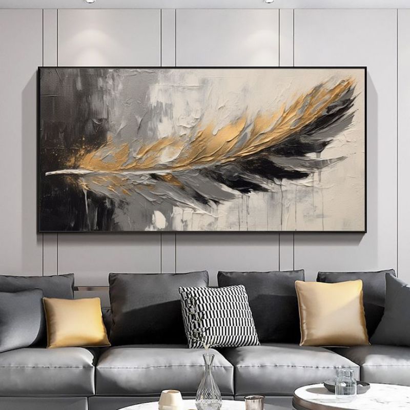 Lukisan Abstrak Aesthetic Ukuran Besar Plus Frame