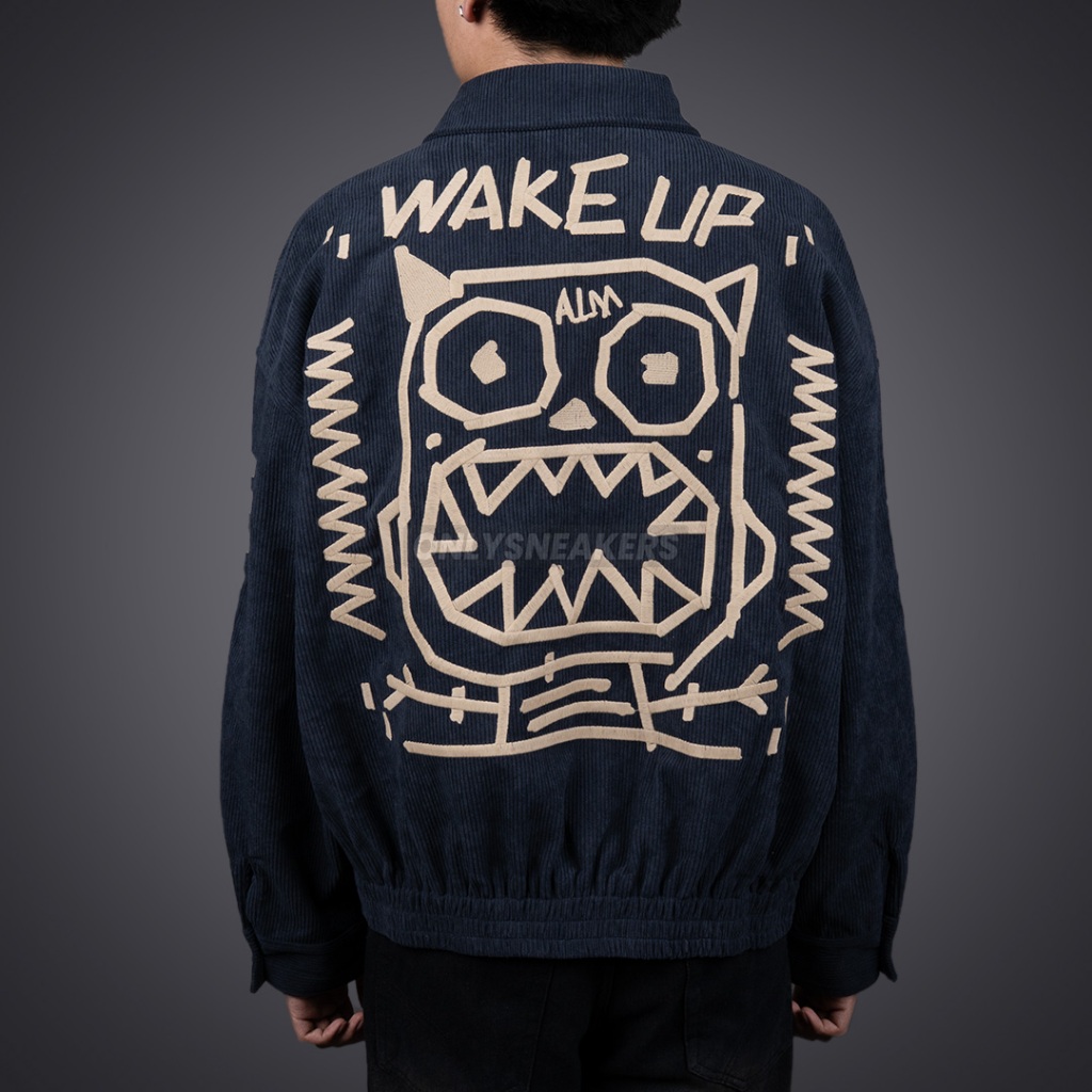 CALMMIND ZIGZAG MONSTER CORDUROY JACKET NAVY BLUE