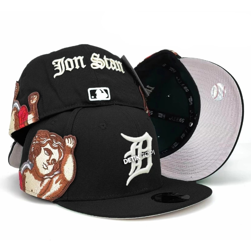 Topi Snapback Fitted Detroit Tigers Jon Stan Black White Kids Bordir Build Up Caps