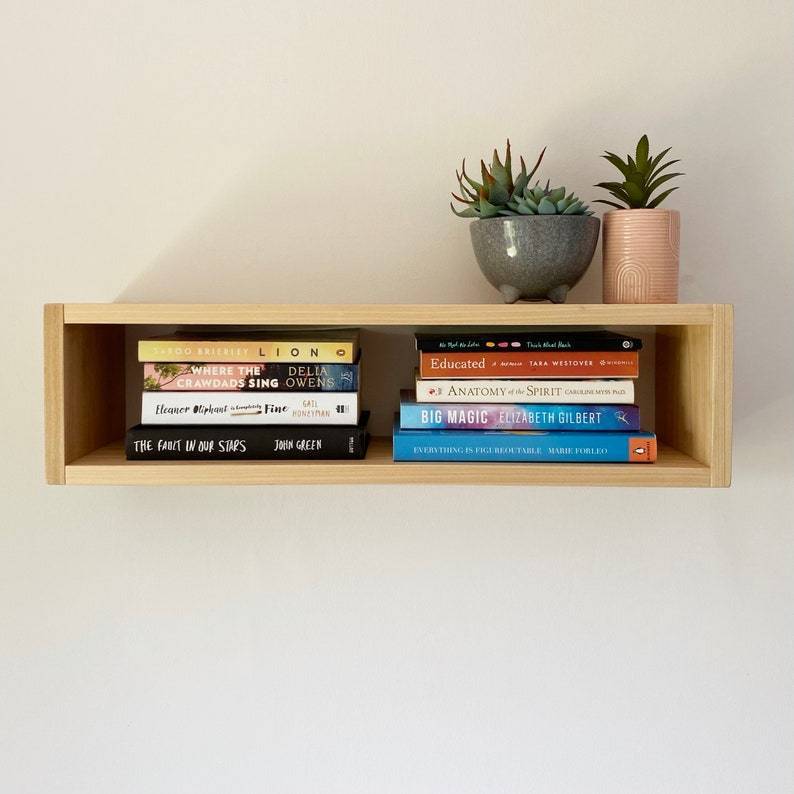 Rak Rack Kayu Persegi Panjang Ambalan Dinding Tempat Buku Tatakan Pot Bunga Hias Dekorasi Aesthetic
